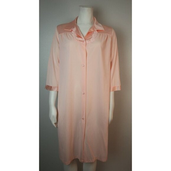VINTAGE WOMEN'S LIGHT PINK NIGHT GOWN SHIRT - VANITY FAIR - SIZE S - ONE POCKET - Picture 1 of 9